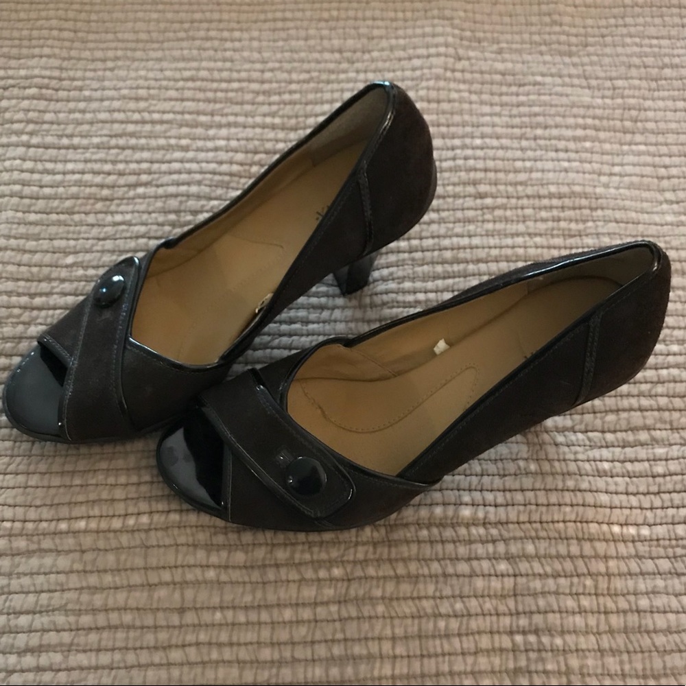 Merona Suede-Finish Brown Peep-Toe Heels